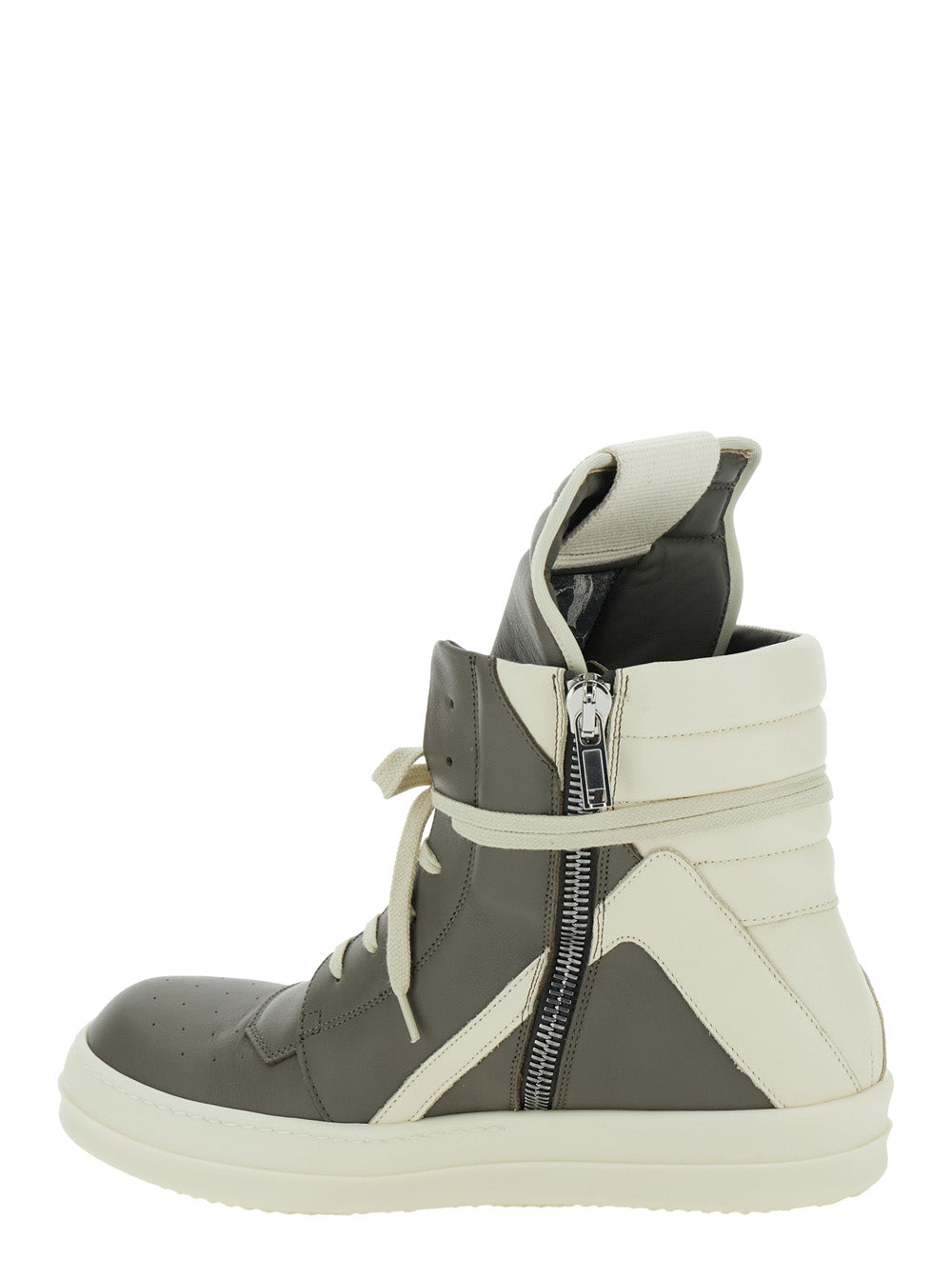 Geobasket Beige Sneakers With Side Zip Leather Man Cow