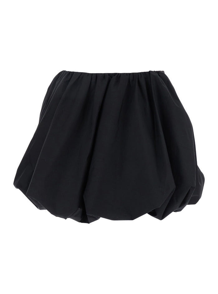 Black Balloon Miniskirt With Logo Plaque On The Zip Puller Cotton Stretch Woman Elastan Skirt