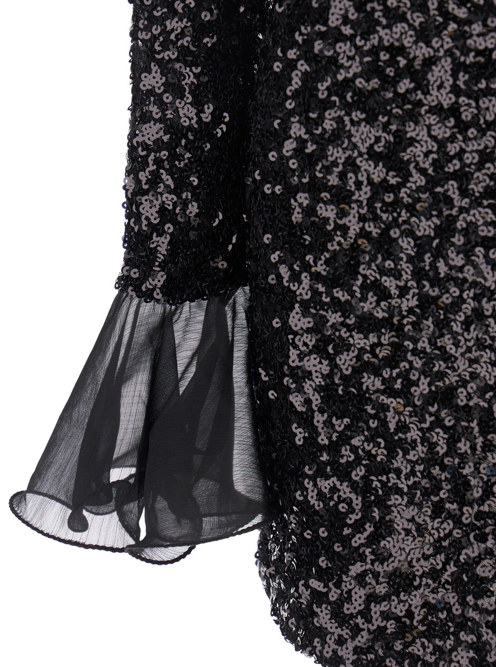 Rosita Black Sequin Mini Dress With Round Neck Tech Fabric Woman Polyester