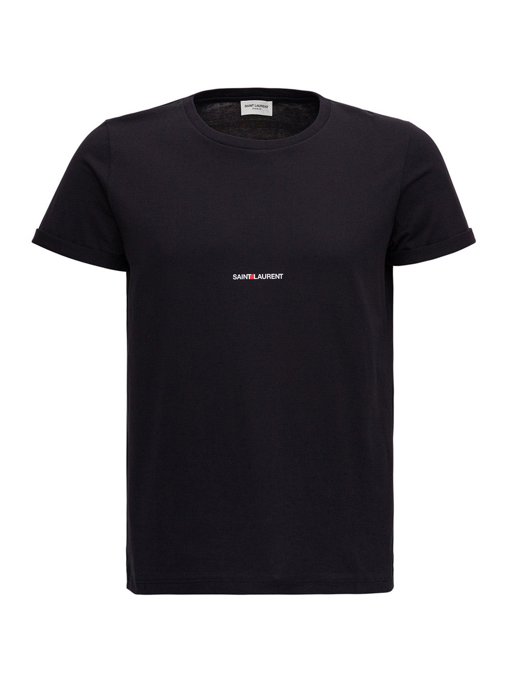 Black T-shirt with Logo Cotton Tshirts And Polo Shirts