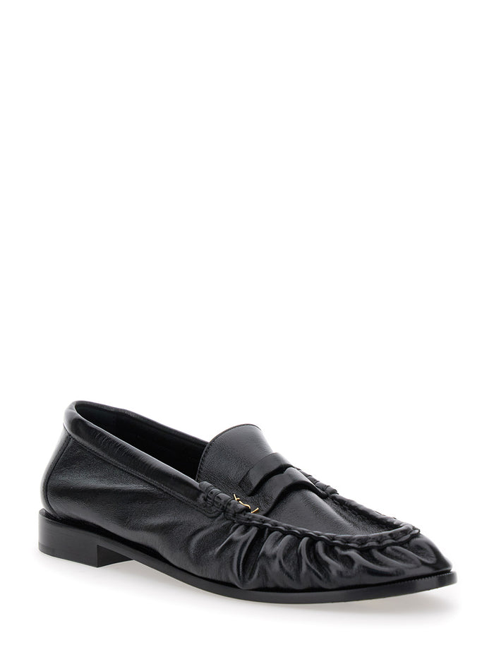 Black Loafers With Cassandre Leather Man Lamb