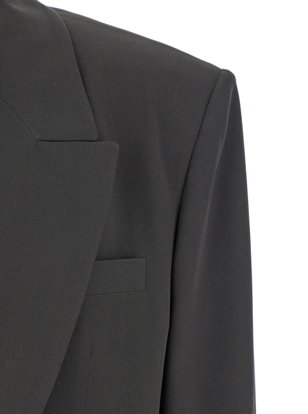Grey Single-Breasted Jacket with Peak Revers in SIlk Woman Blazers
