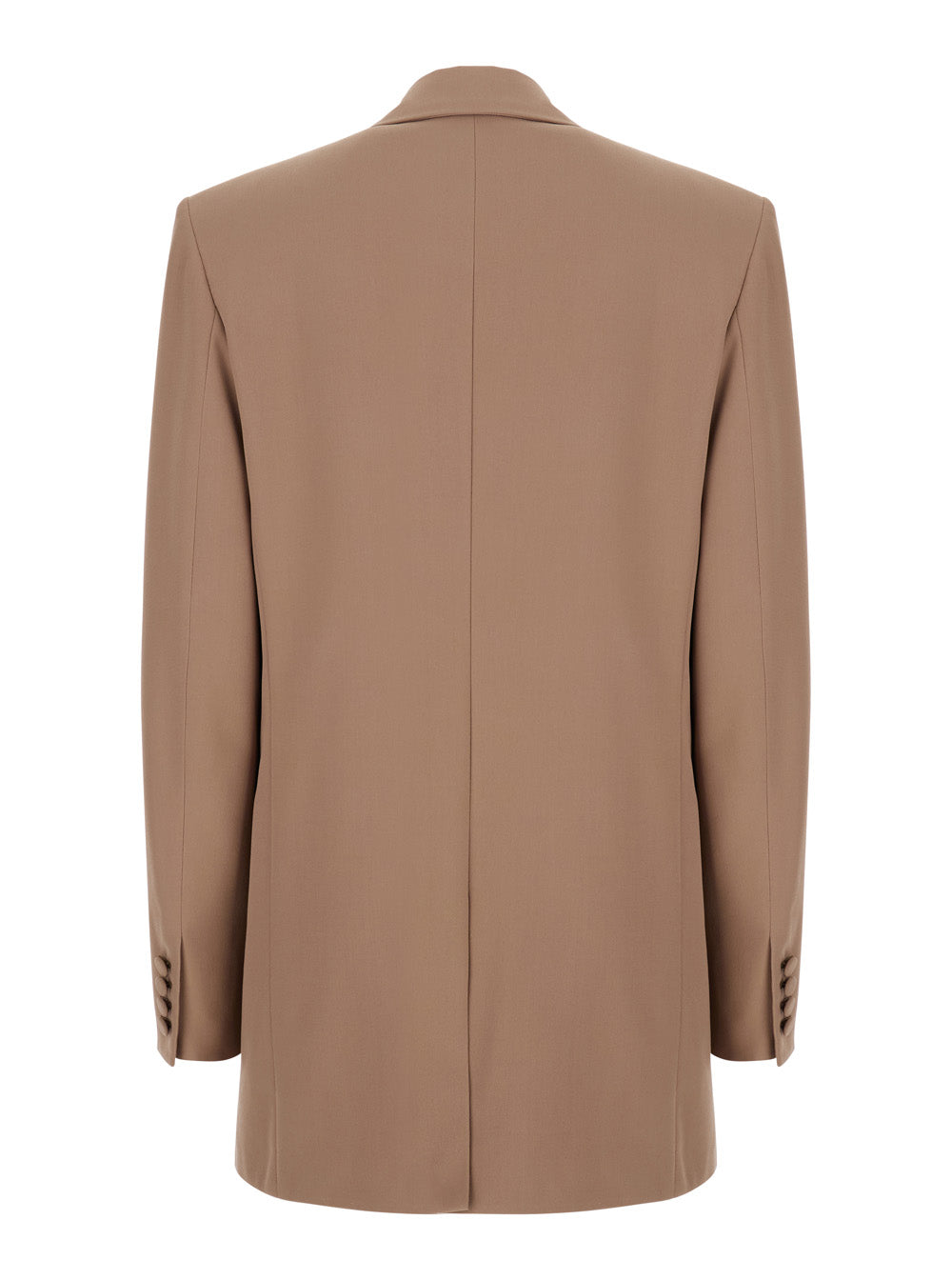 Beige Single-Breasted Jacket with Peak Lapels in Wool Woman Blazers
