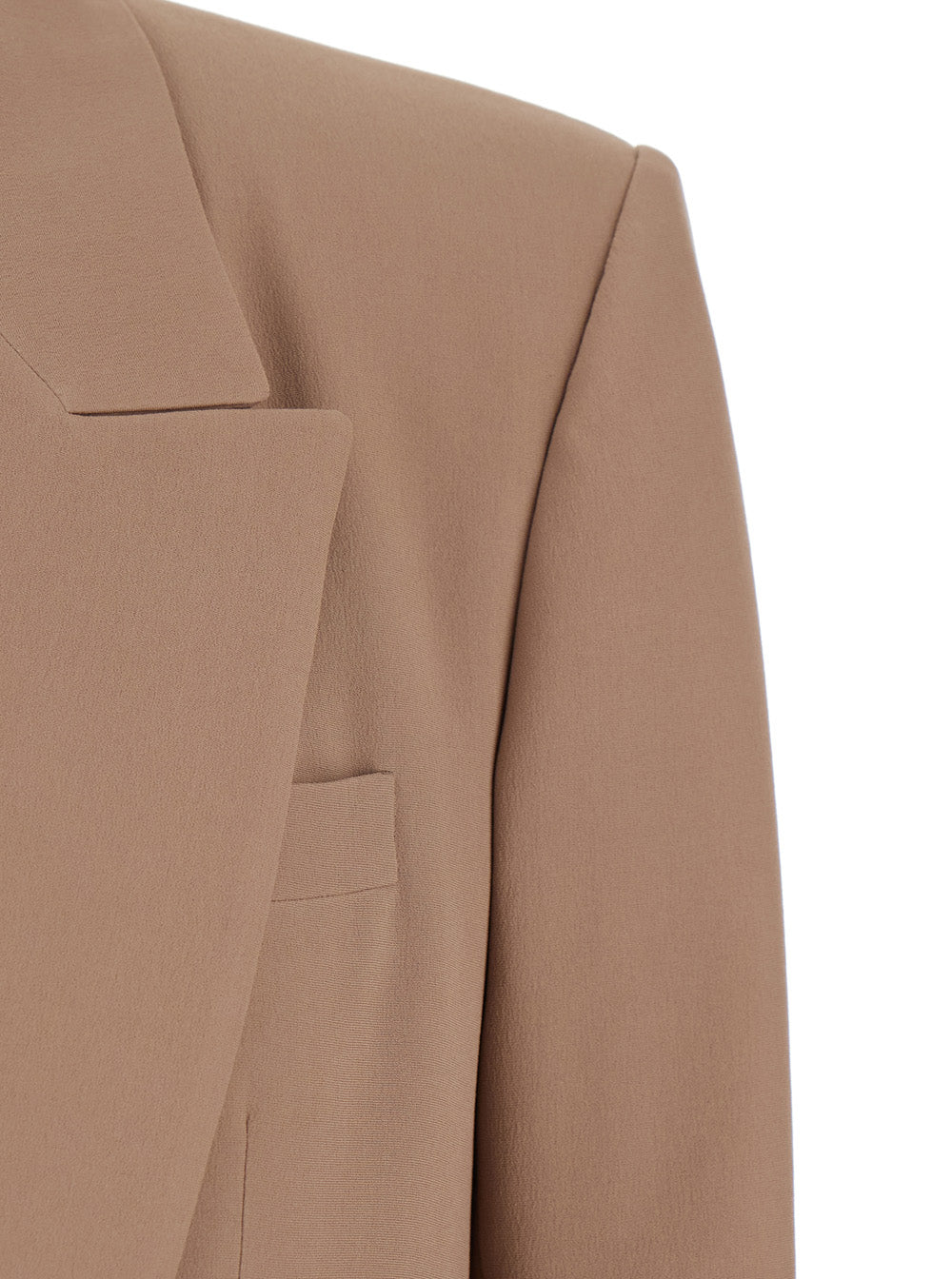 Beige Single-Breasted Jacket with Peak Lapels in Wool Woman Blazers