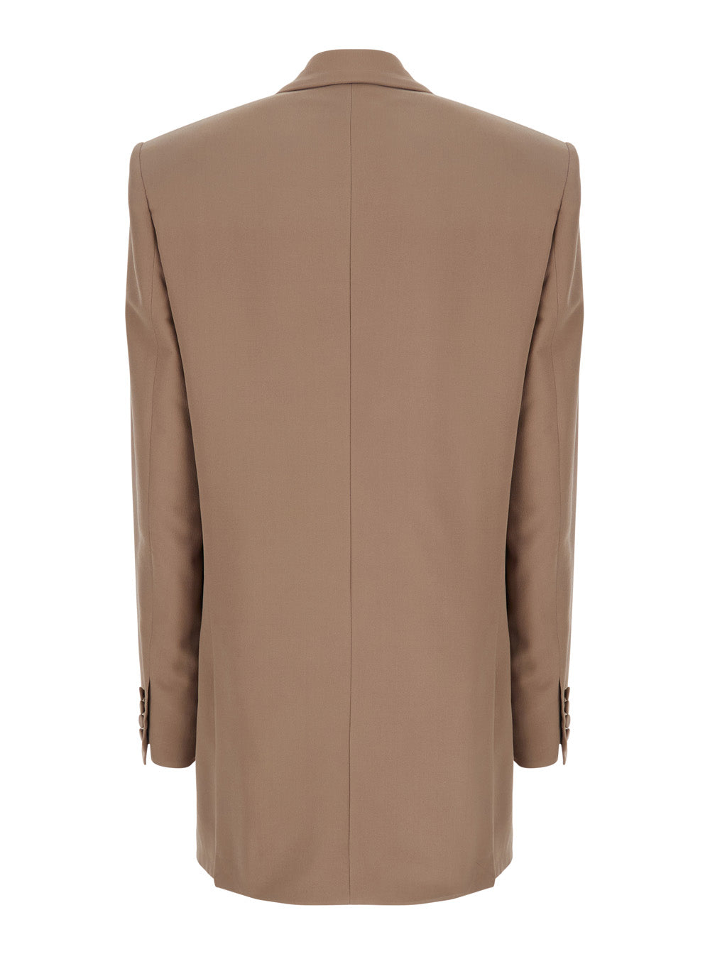 Beige Double Breasted Jacket with Classic Lapels in Silk Woman Blazers