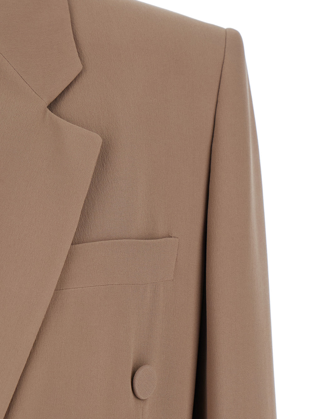 Beige Double Breasted Jacket with Classic Lapels in Silk Woman Blazers
