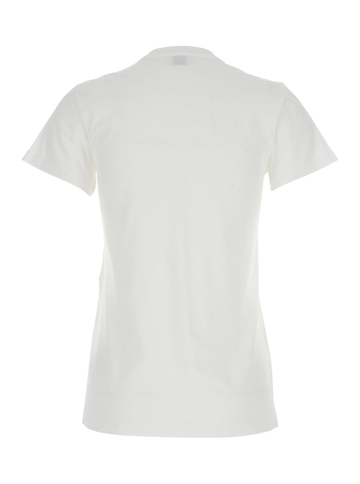 White T-Shirt with Graphic Print on the Front in Cotton Woman Tshirts And Polo Shirts