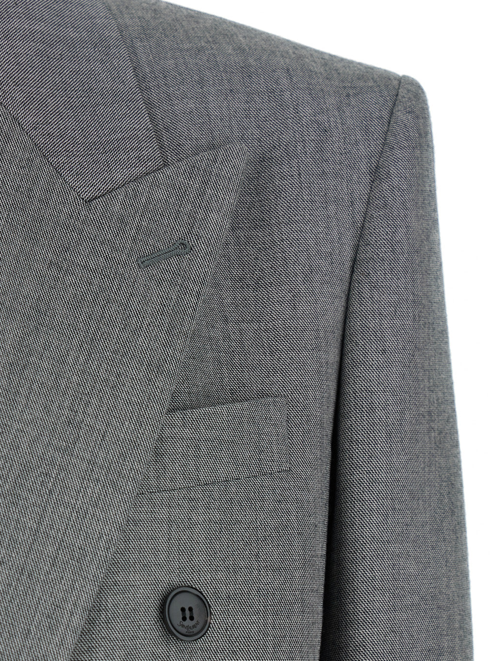 Grey Double-Breasted Jacket With Peak Revers And Rear Double Vent Wool Woman Blazers