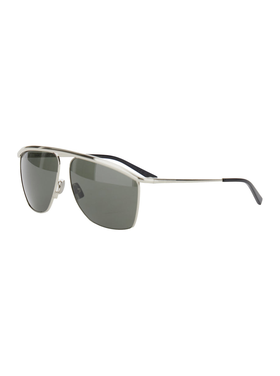 Metallic Aviator Sunglasses With Curved Top Bar Metal