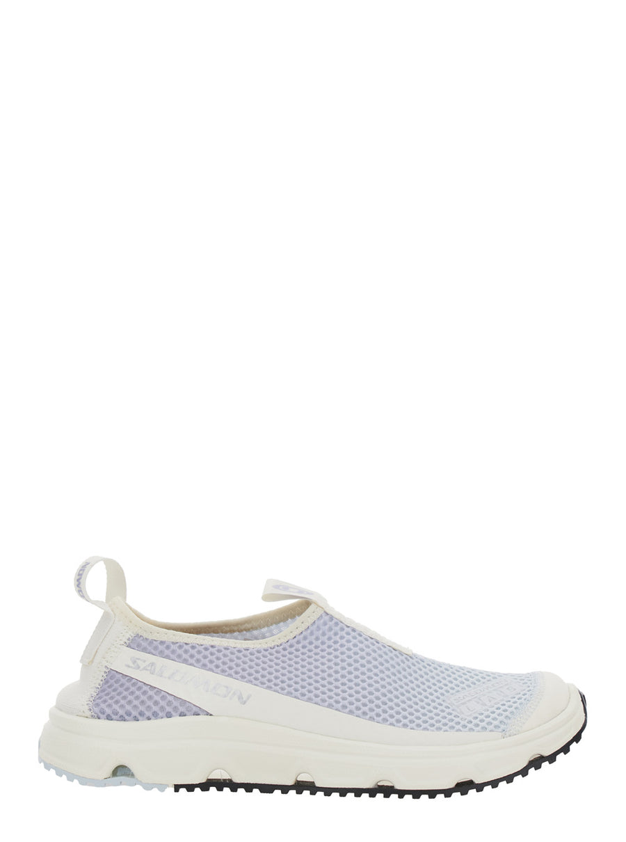 Light Blue Slip-On Sneakers With Mesh Design Fabric Trainers