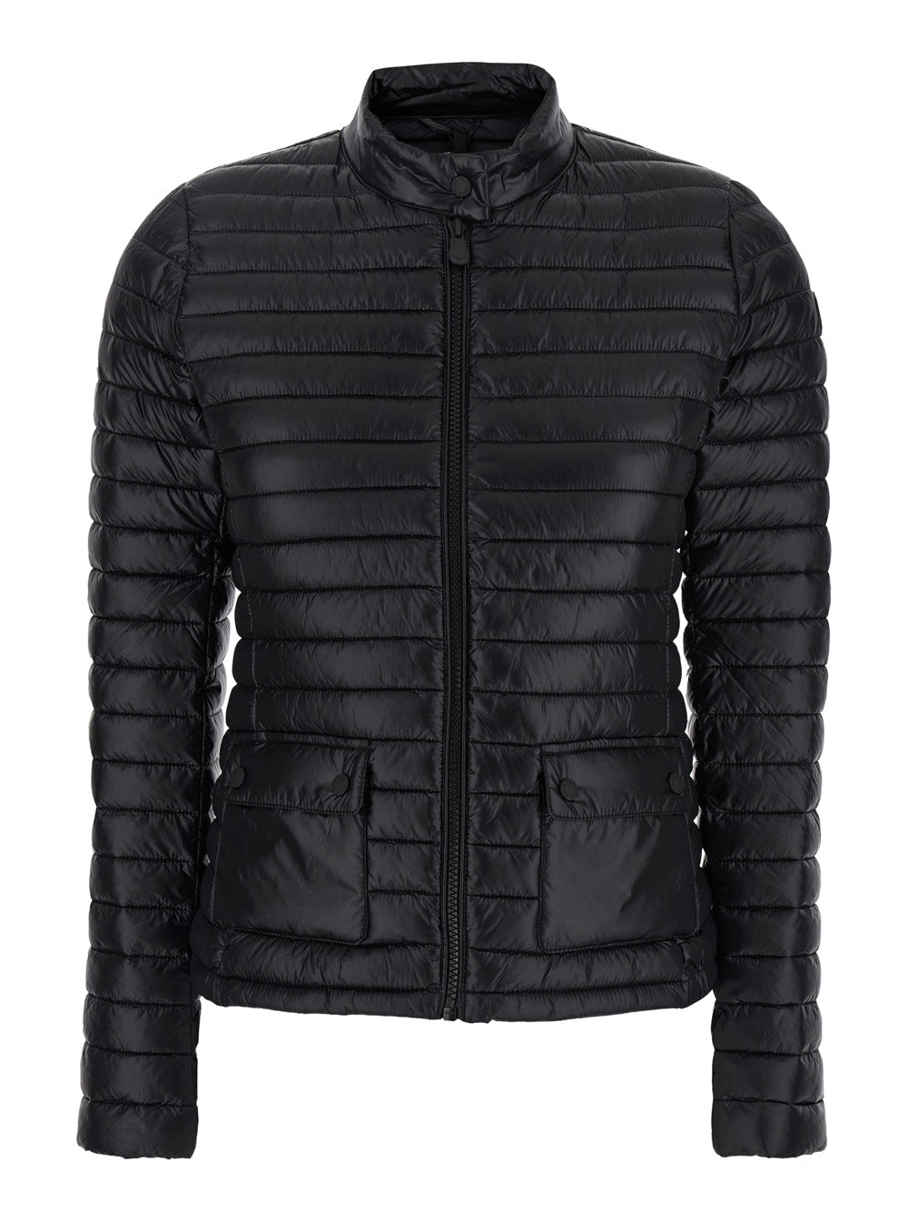 Twinkle Black Down Jacket With High Neck And Logo Patch On The Sleeve Tech Fabric Woman Nylon