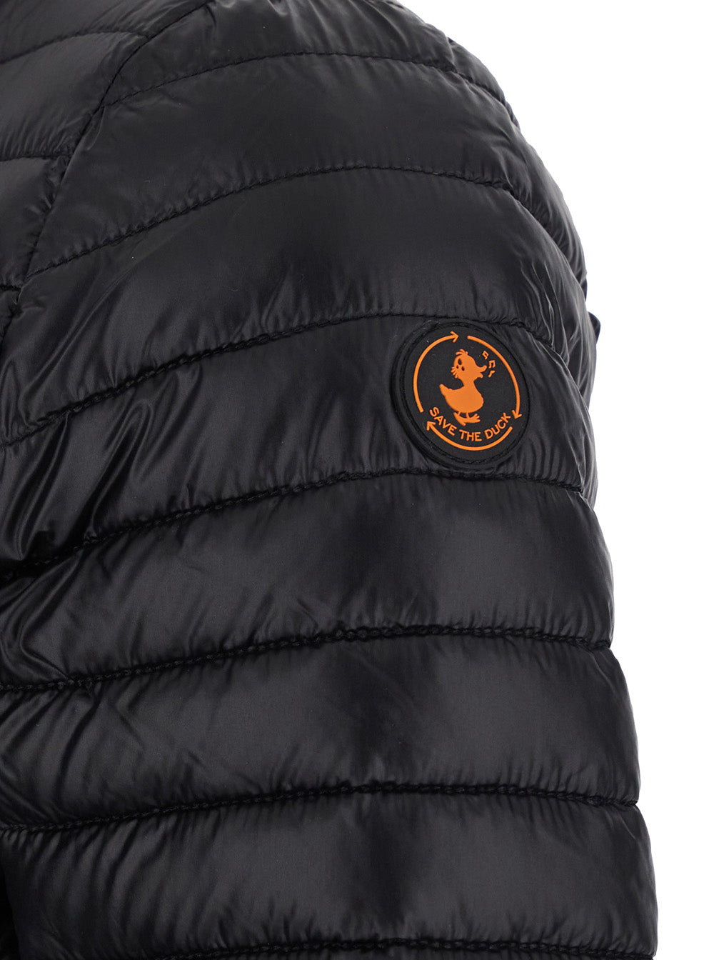 Twinkle Black Down Jacket With High Neck And Logo Patch On The Sleeve Tech Fabric Woman Nylon