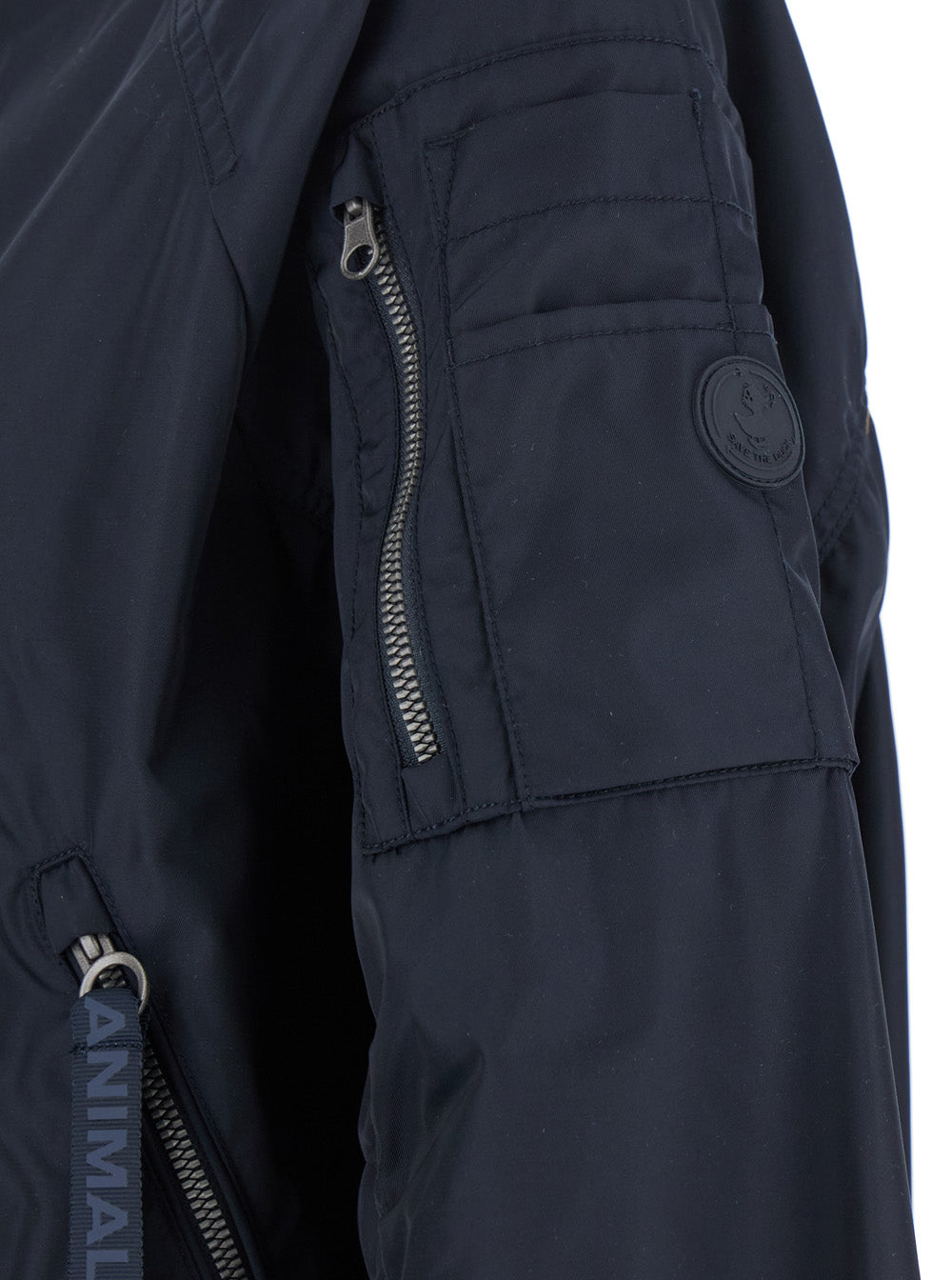 Lil Blue-Black Bomber Jacket with Front Pockets and Logo Patch Applied on the Sleeve in Tech Fabric Woman Polyester Outerwear