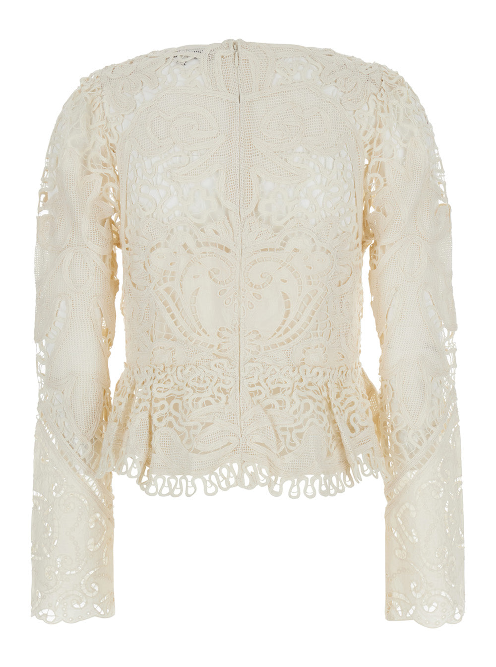 Gianna White Top with All-Over Lace Embroidery in Cotton Woman Tops