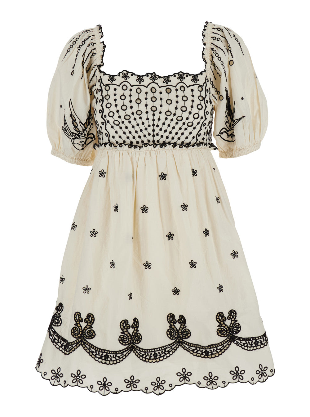 Kingsley White Dress With All-Over Embroidery Cotton Woman