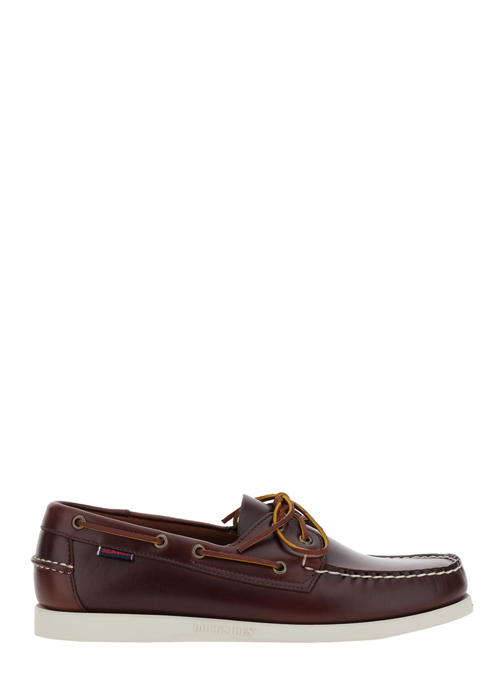 Dockside Portland Brown Loafers With Decorative Side Laces And Contrast Stitching Leather Man Calf