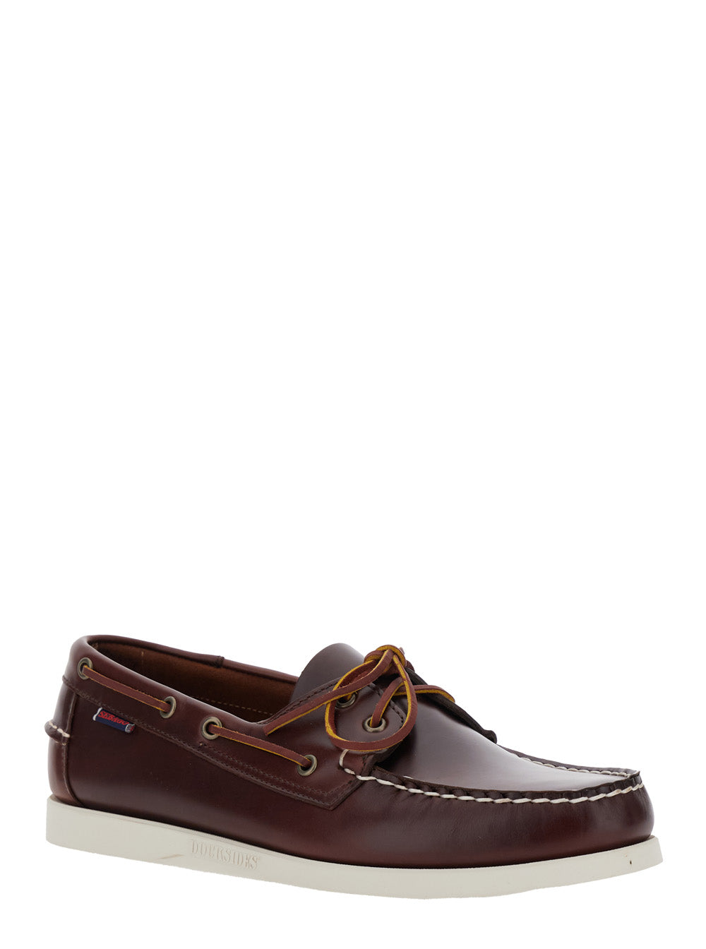Dockside Portland Brown Loafers With Decorative Side Laces And Contrast Stitching Leather Man Calf