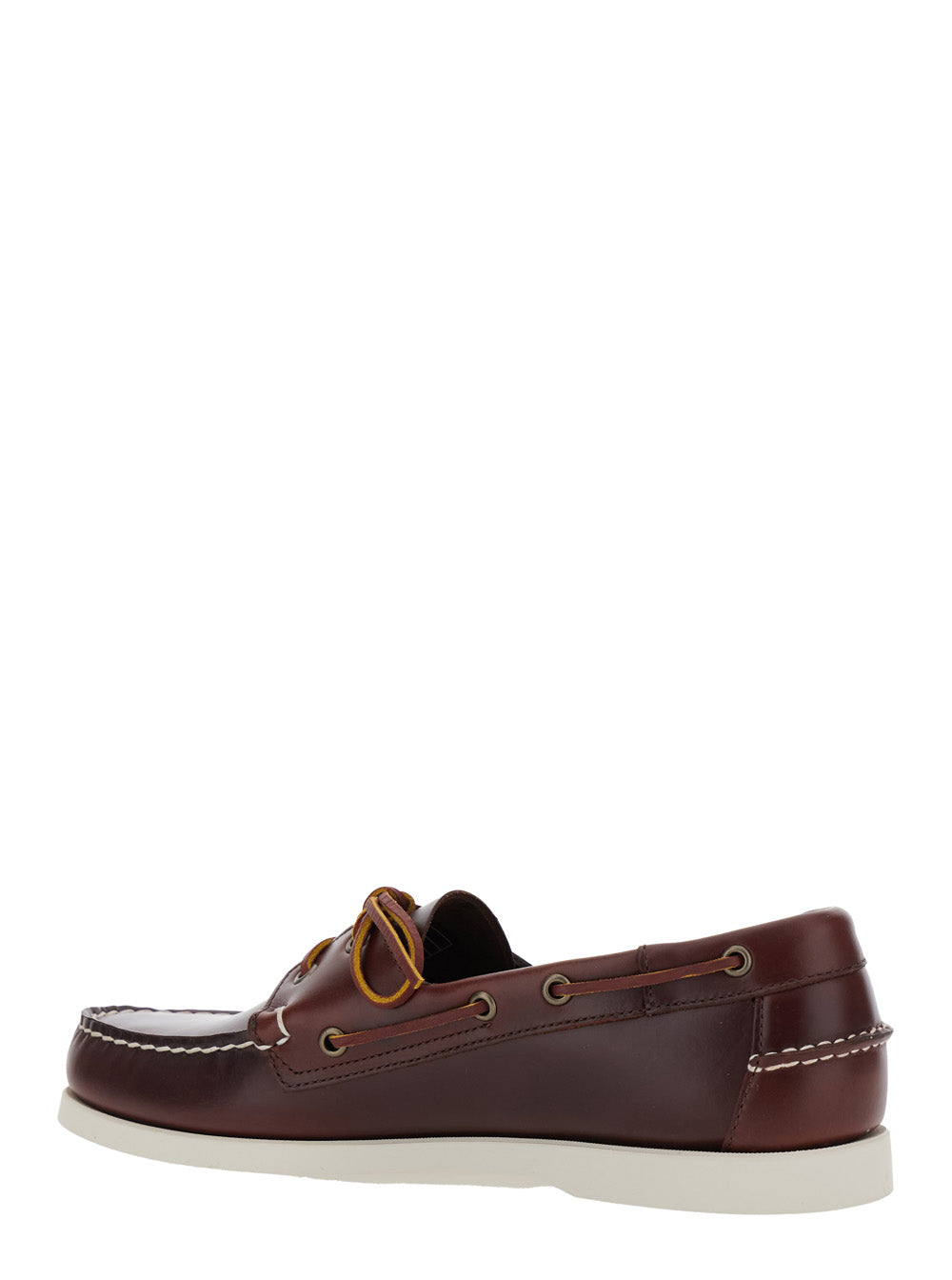 Dockside Portland Brown Loafers With Decorative Side Laces And Contrast Stitching Leather Man Calf