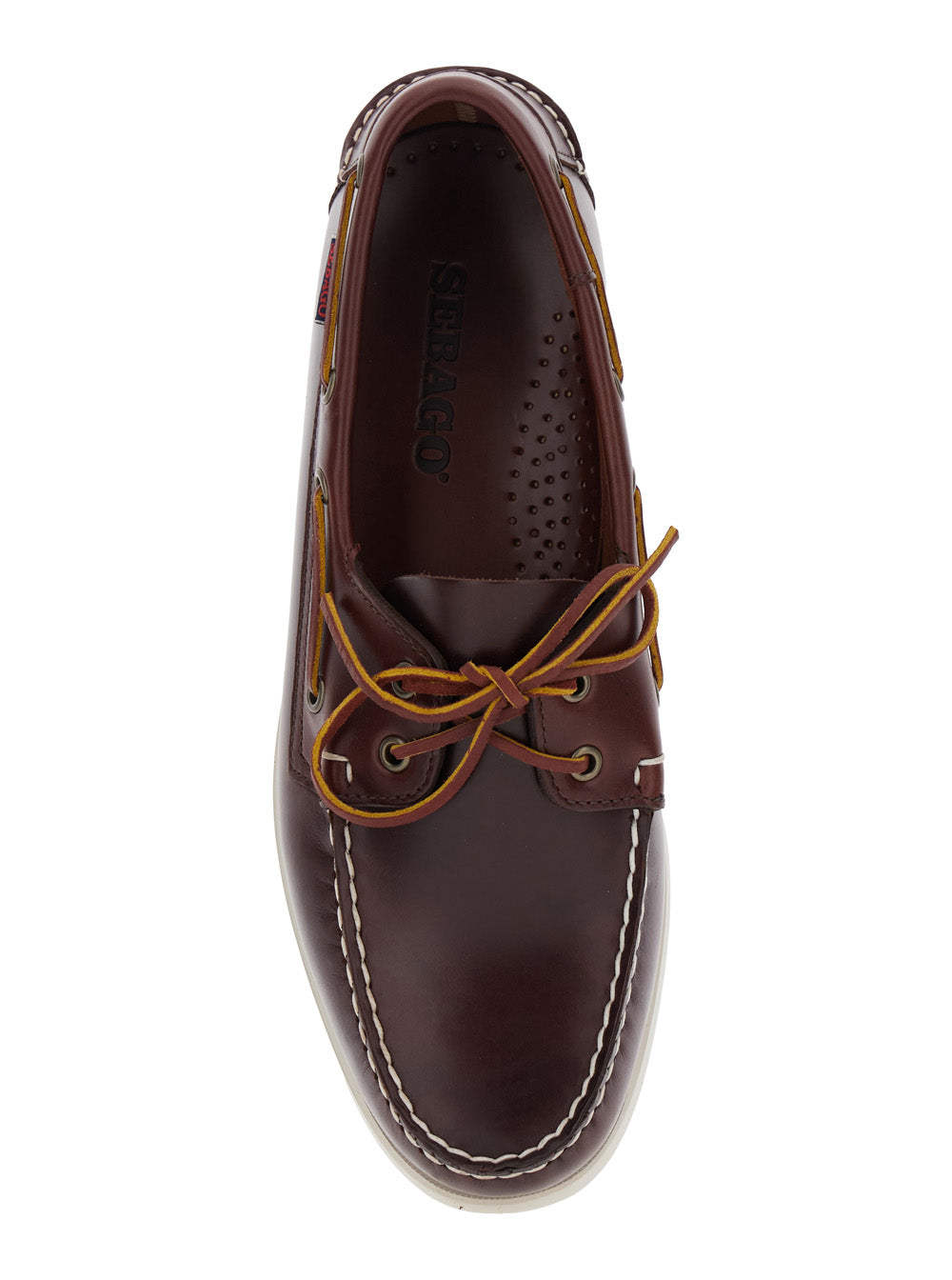 Dockside Portland Brown Loafers With Decorative Side Laces And Contrast Stitching Leather Man Calf