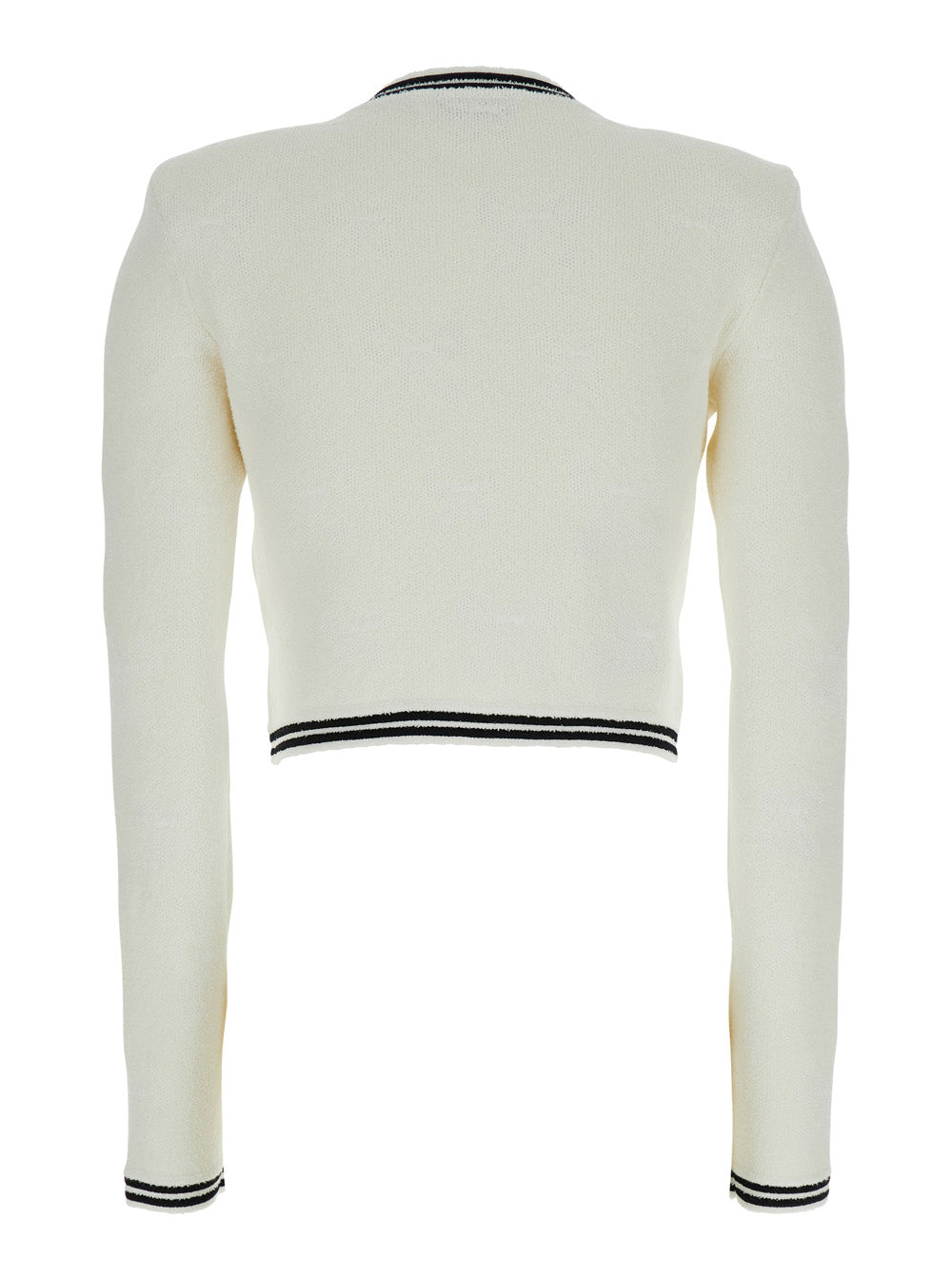 Beige Cardigan With Bow Detail On The Front And Contrasting Trims Cotton Blend Woman Jersey