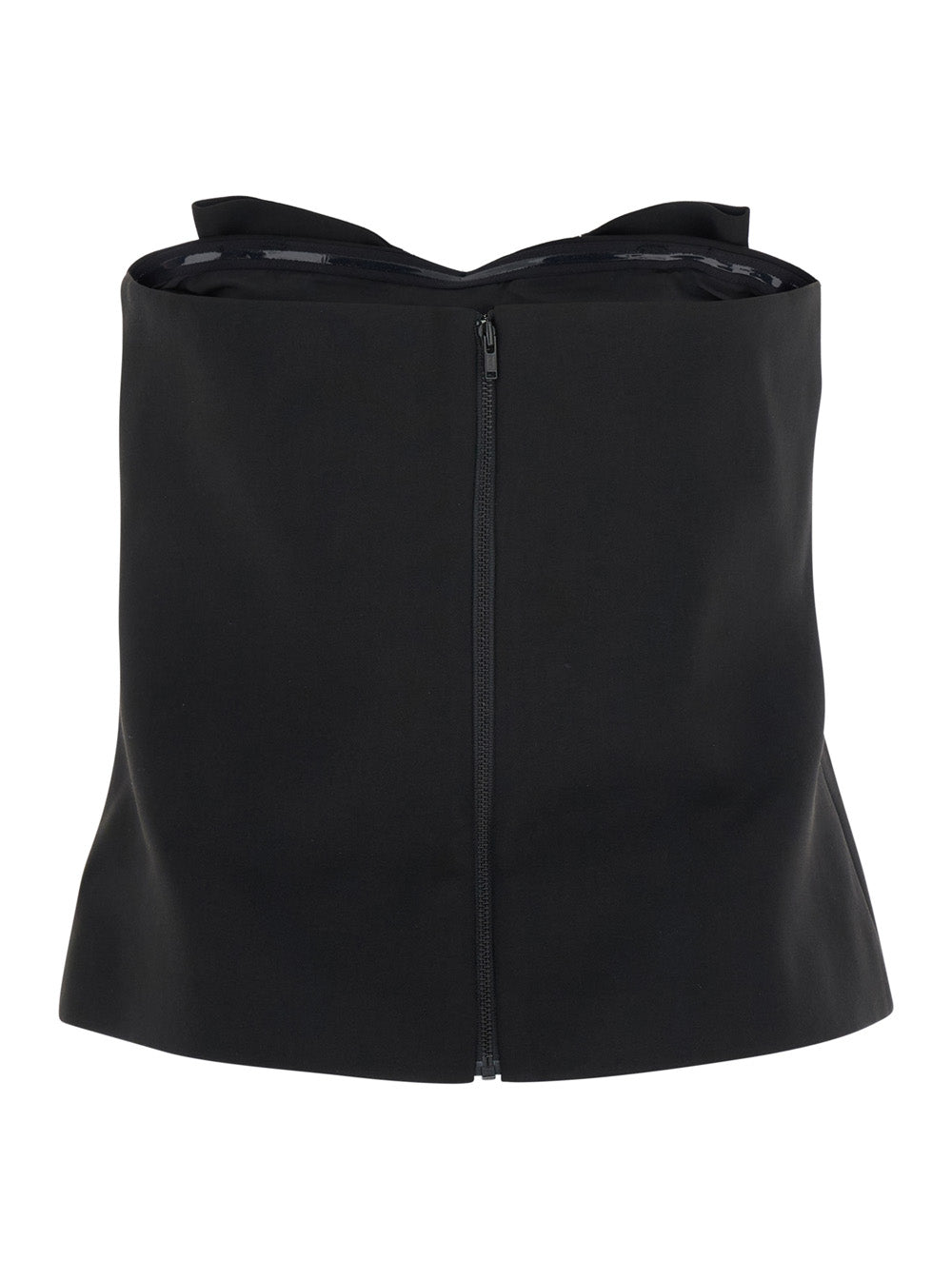 Black Sleeveless Top with Bandeau Neckline in Tech Fabric Woman Tops