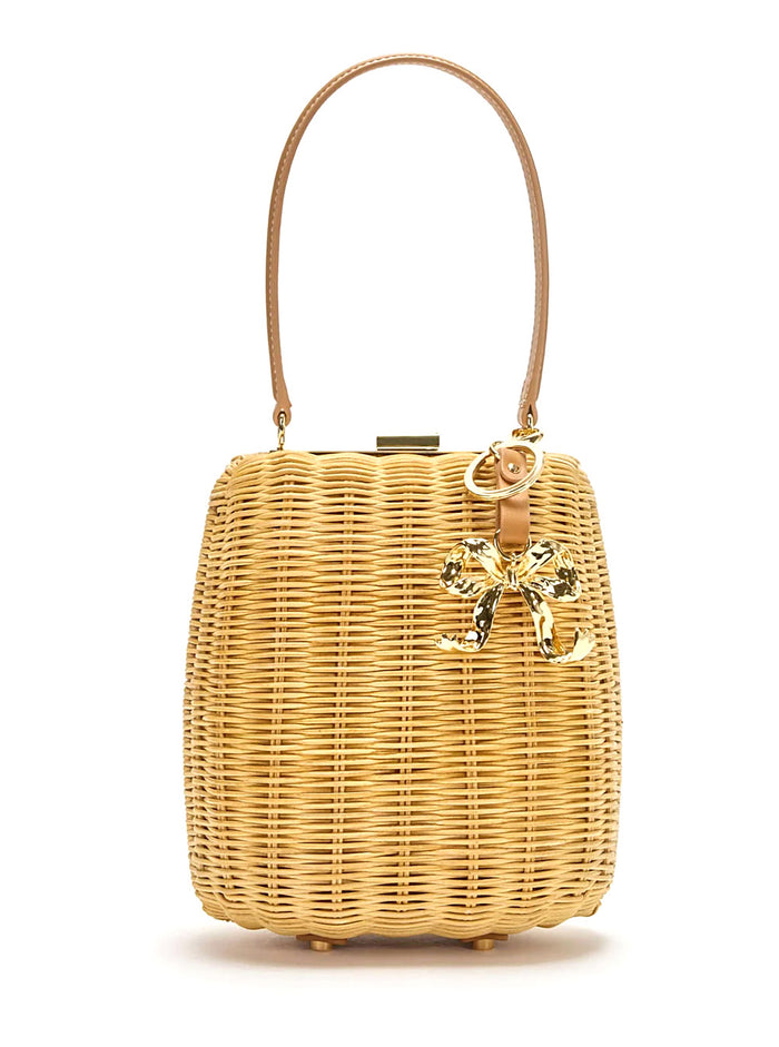 Brown Handbag With Removable Shoulder Strap And Keychain Detail Tech Fabric Woman Polyester Elastane Hand Bags