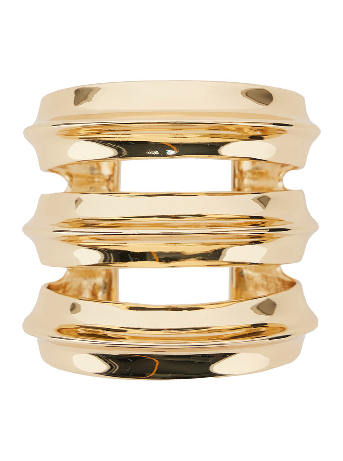 Gold-Colored Bracelet With Spiral Design Brass Woman Metallic