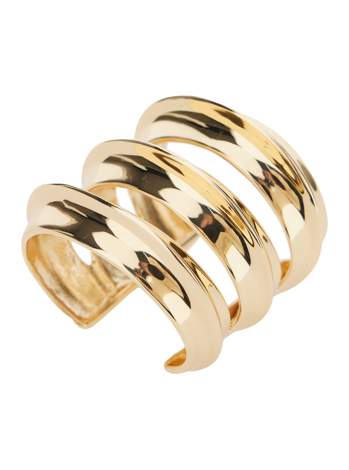 Gold-Colored Bracelet With Spiral Design Brass Woman Metallic