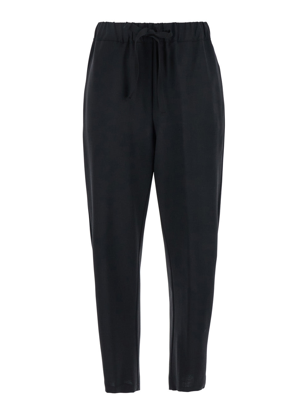 Buddy Black Pants with Drawstring Waist in Virgin Wool Blend Woman Trousers