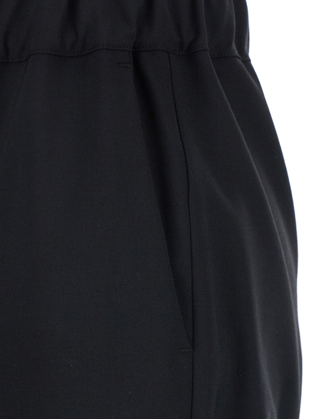 Buddy Black Pants with Drawstring Waist in Virgin Wool Blend Woman Trousers