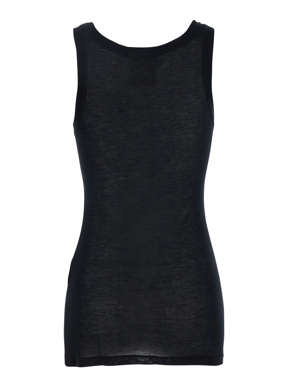 Black Sleeveless Top with U-neck in Viscose Woman Tops