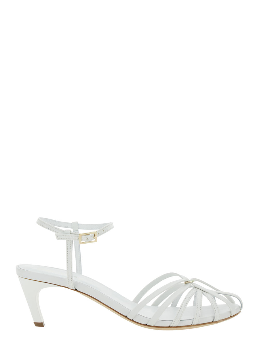White Cage Design Heeled Sandals