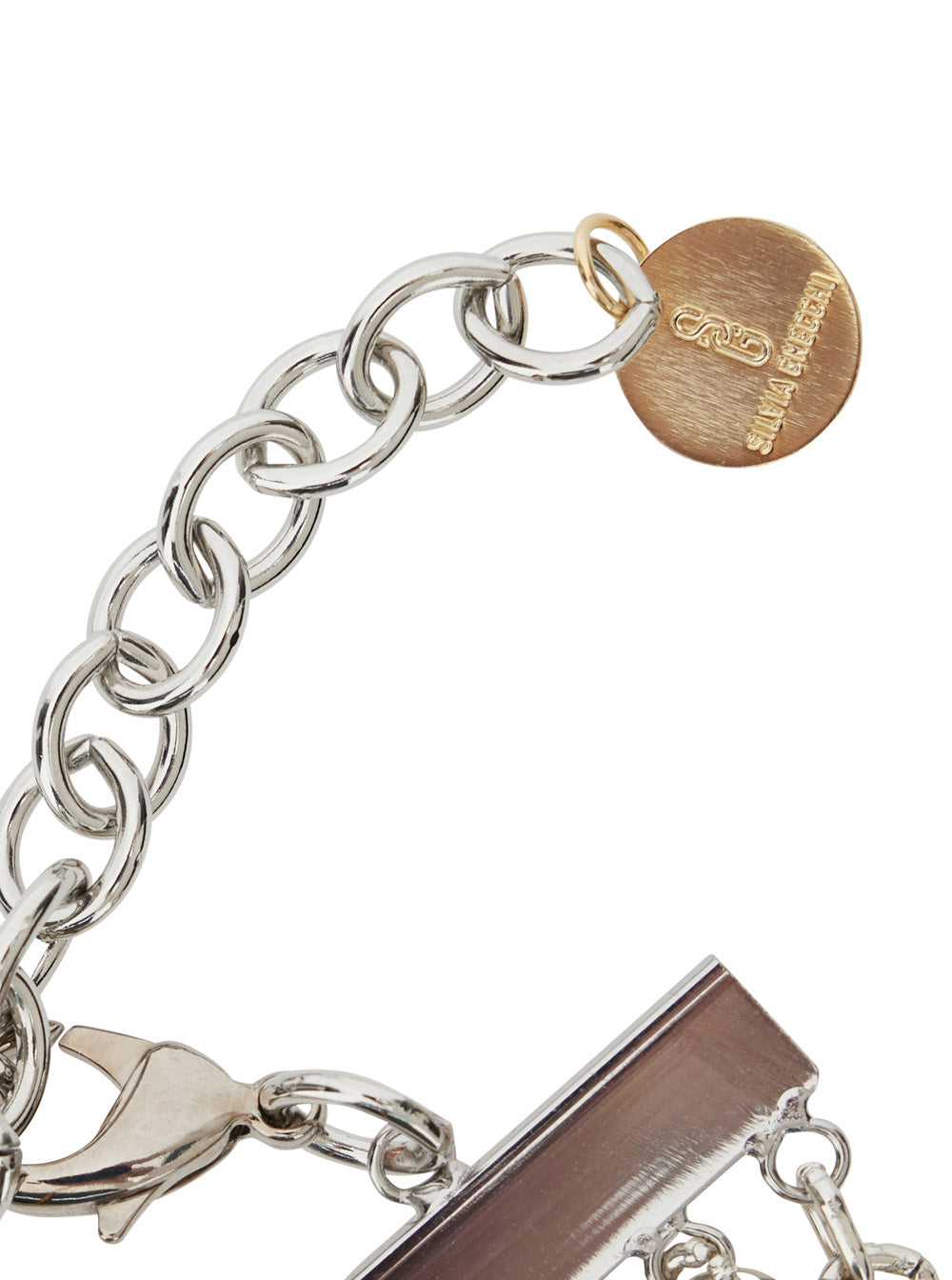 Bandite Silver-Colored Necklace with Chain Design and Logo Pendant in Brass Woman Metallic Necklaces