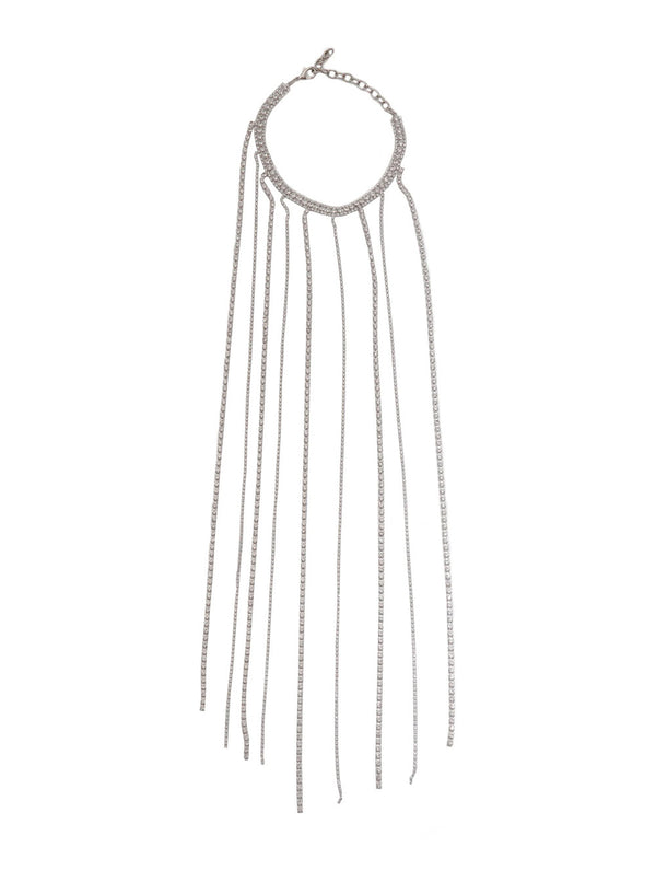 Silver-Colored Necklace With Glass Crystals Metallic Brass Necklaces