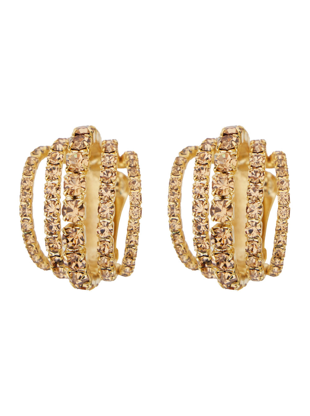 Shells Metallic Earings with Rear Closure in Gold Pleated Brass Woman Earrings