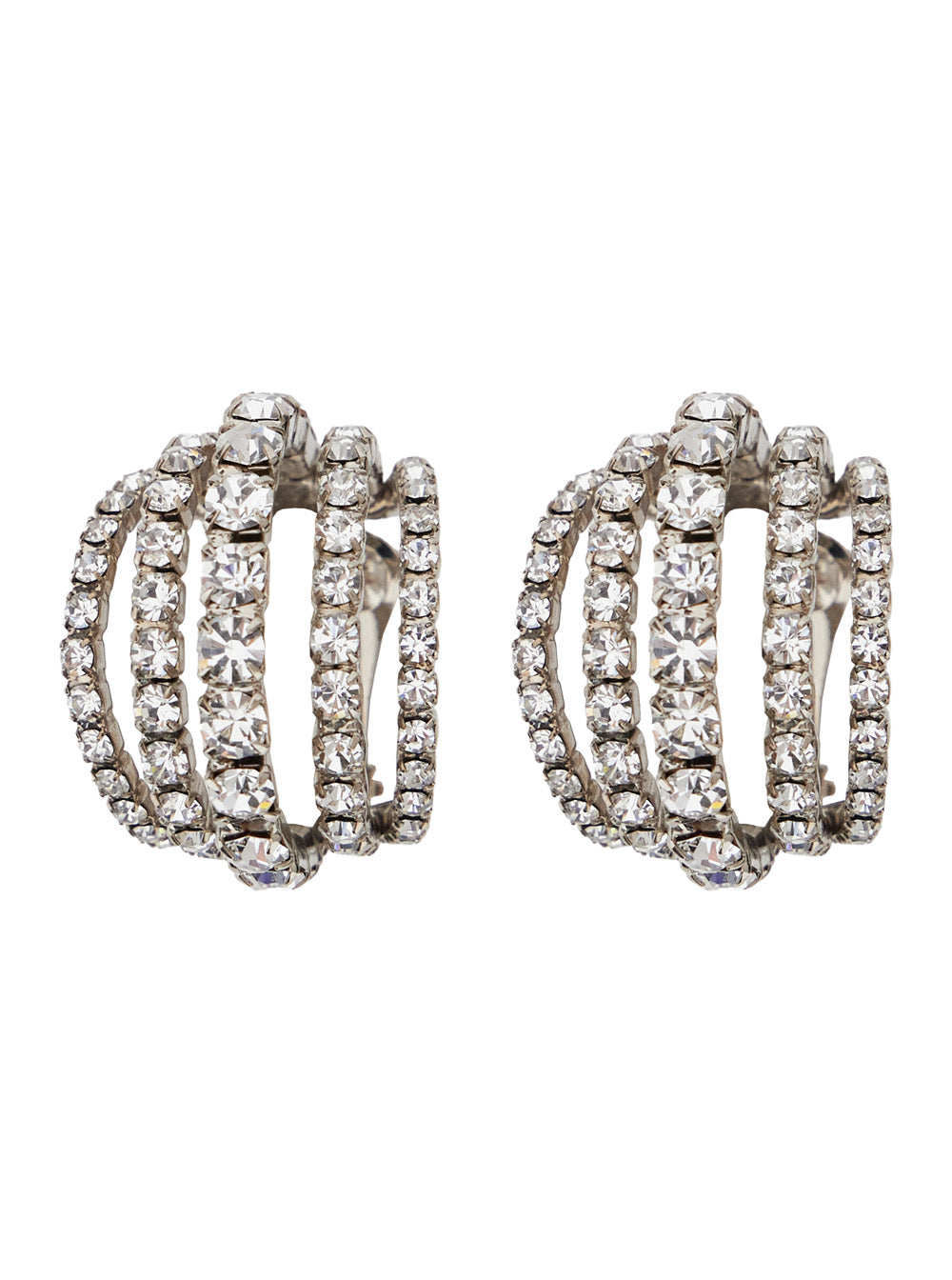 Shells Metallic Earings With Rear Closure Silver Pleated Brass Woman Earrings