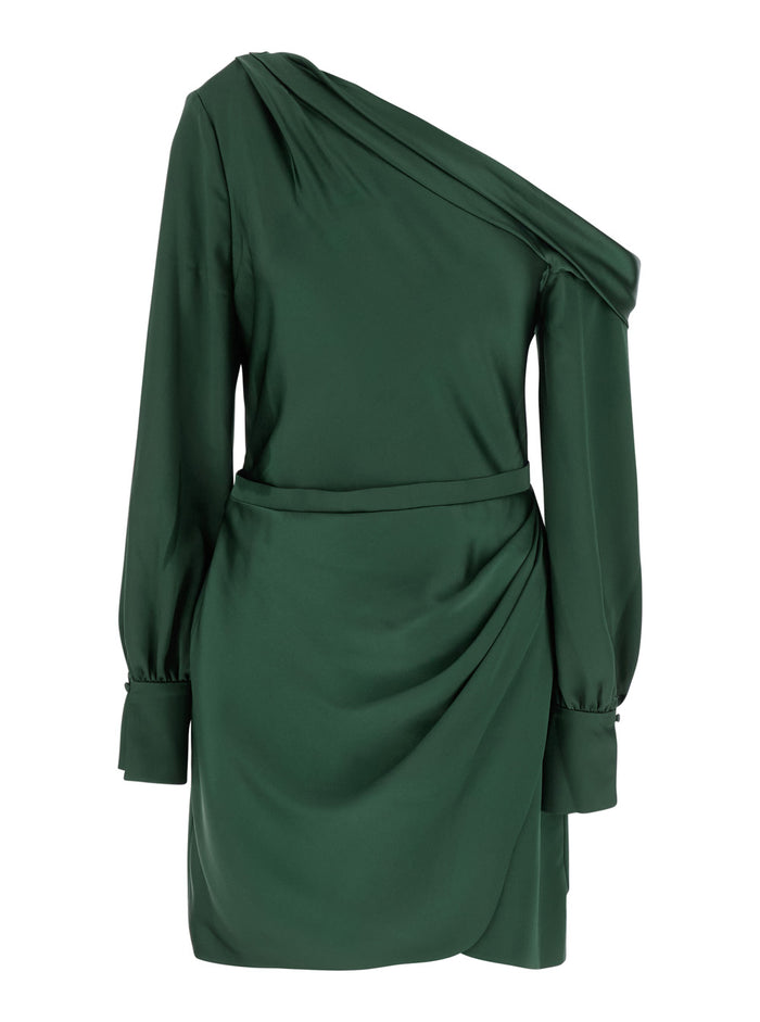 Cameron Green One-Shoulder Dress With Front Single Slit Acetate Blend Woman Polyester