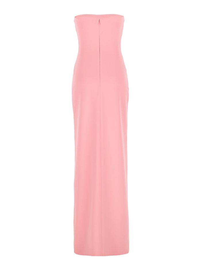 Bysha Pink Long Dress With Front Split Tech Fabric Stretch Woman