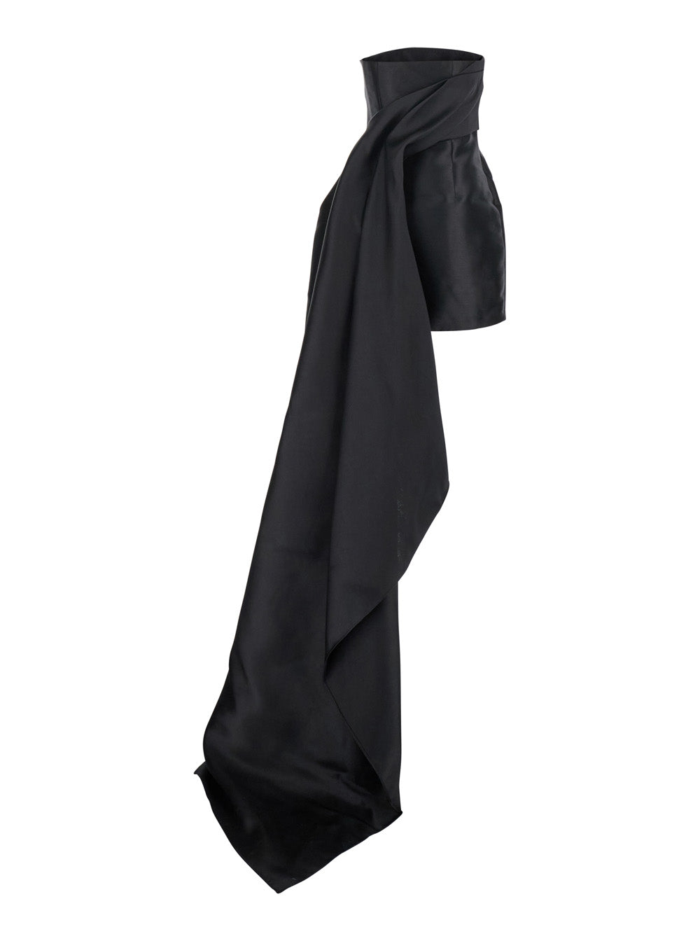 Meyer Black Mini Dress With Boned Bodice And Train Tech Fabric Stretch Woman