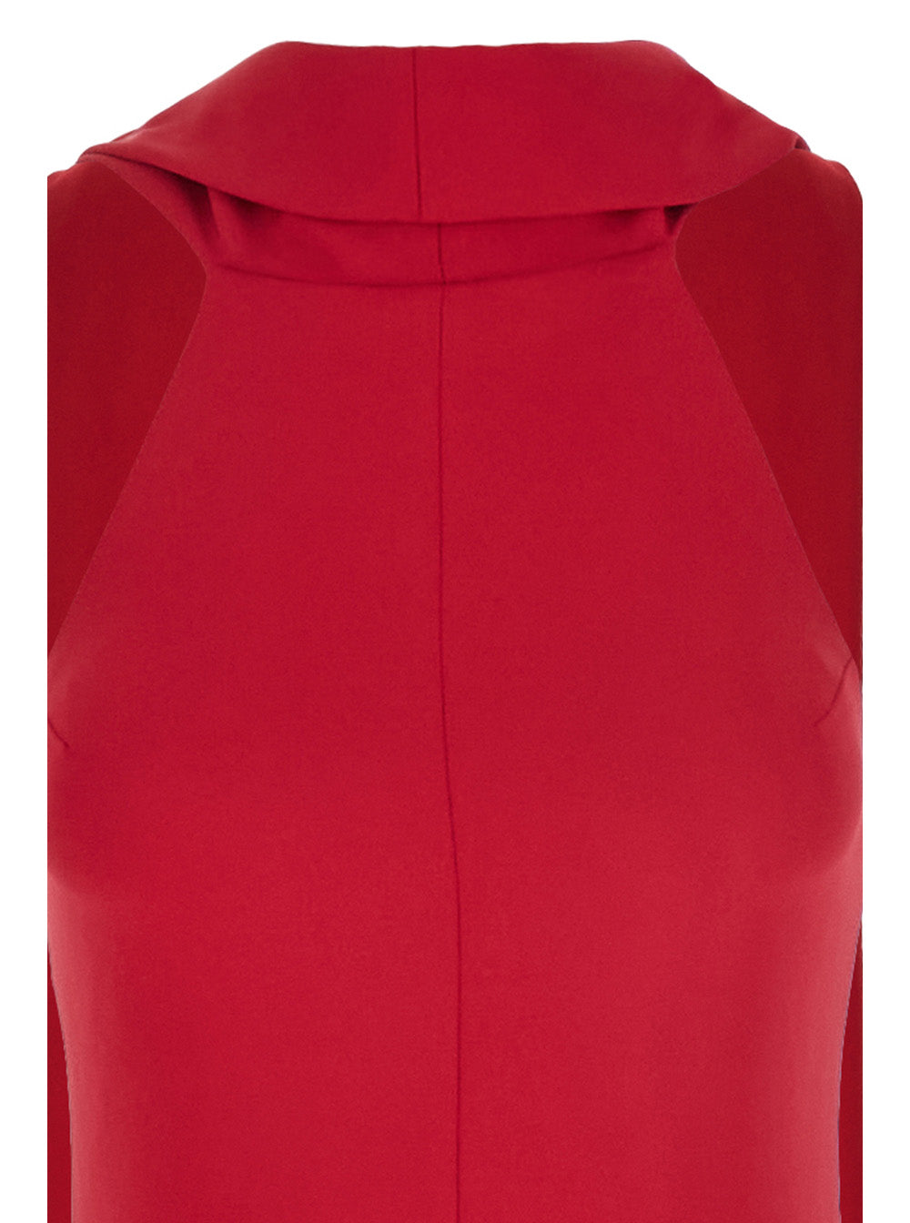 Emerson Red Sleeveless Long Dress with Halterneck and Attatched Scarf on the Rear in Viscose Stretch Woman