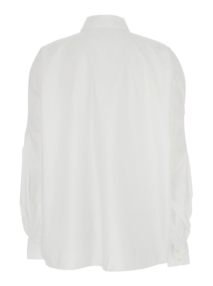Antonia White Blouse With Classic Collar And Front Closure Buttons Cotton Woman Shirts Blouses