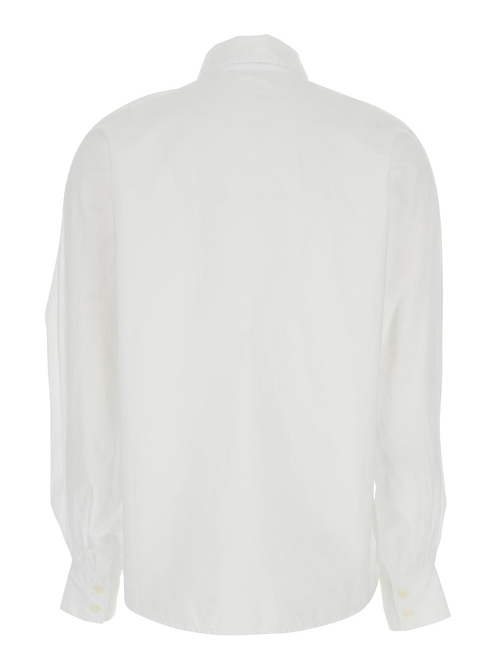 Antonia White Blouse With Classic Collar And Front Closure Buttons Cotton Woman Shirts Blouses