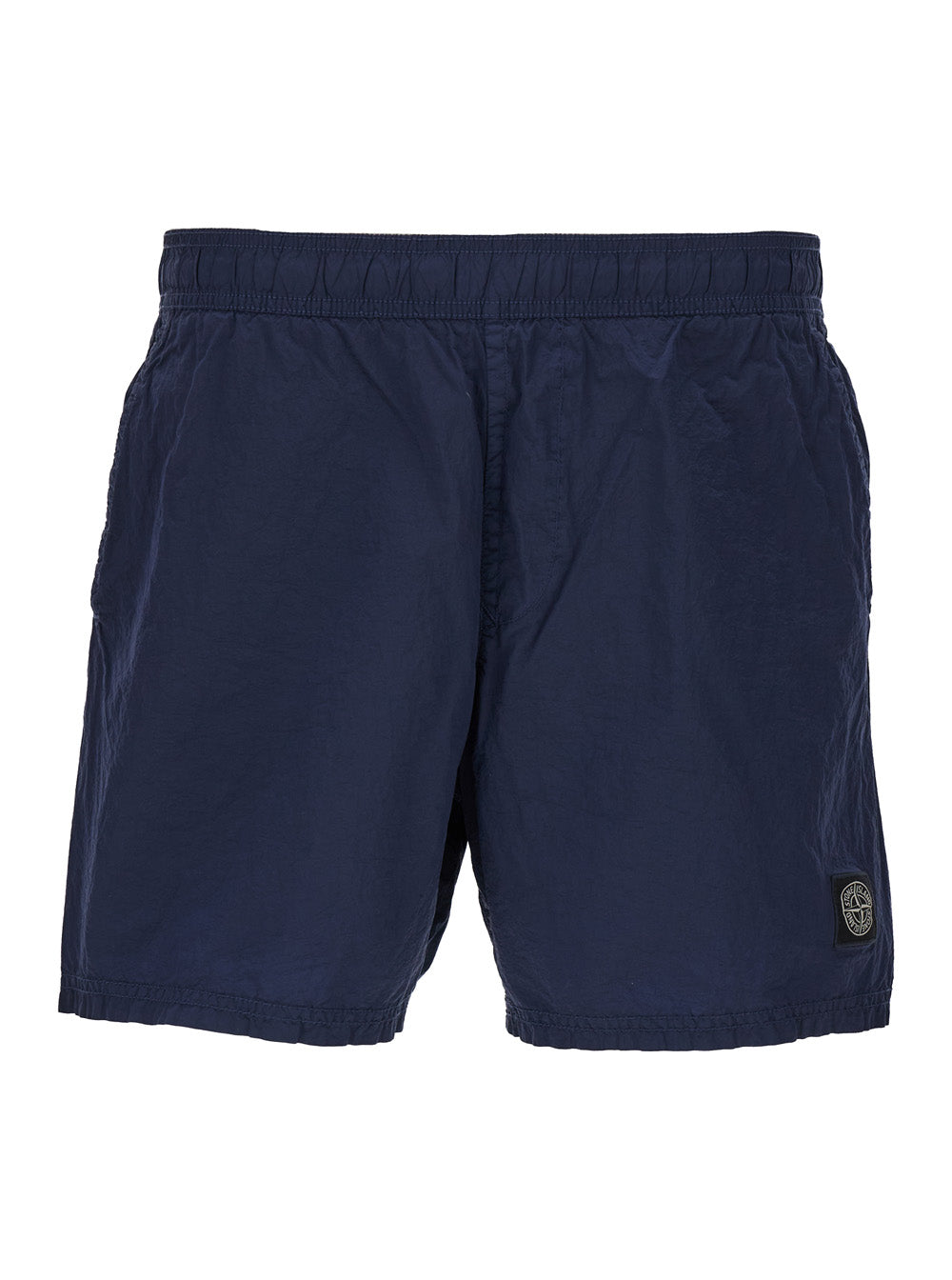 Dark Blue Wrinkled Effect Swimsuit Technical Fabric Man Blu Polyamide Beachwear