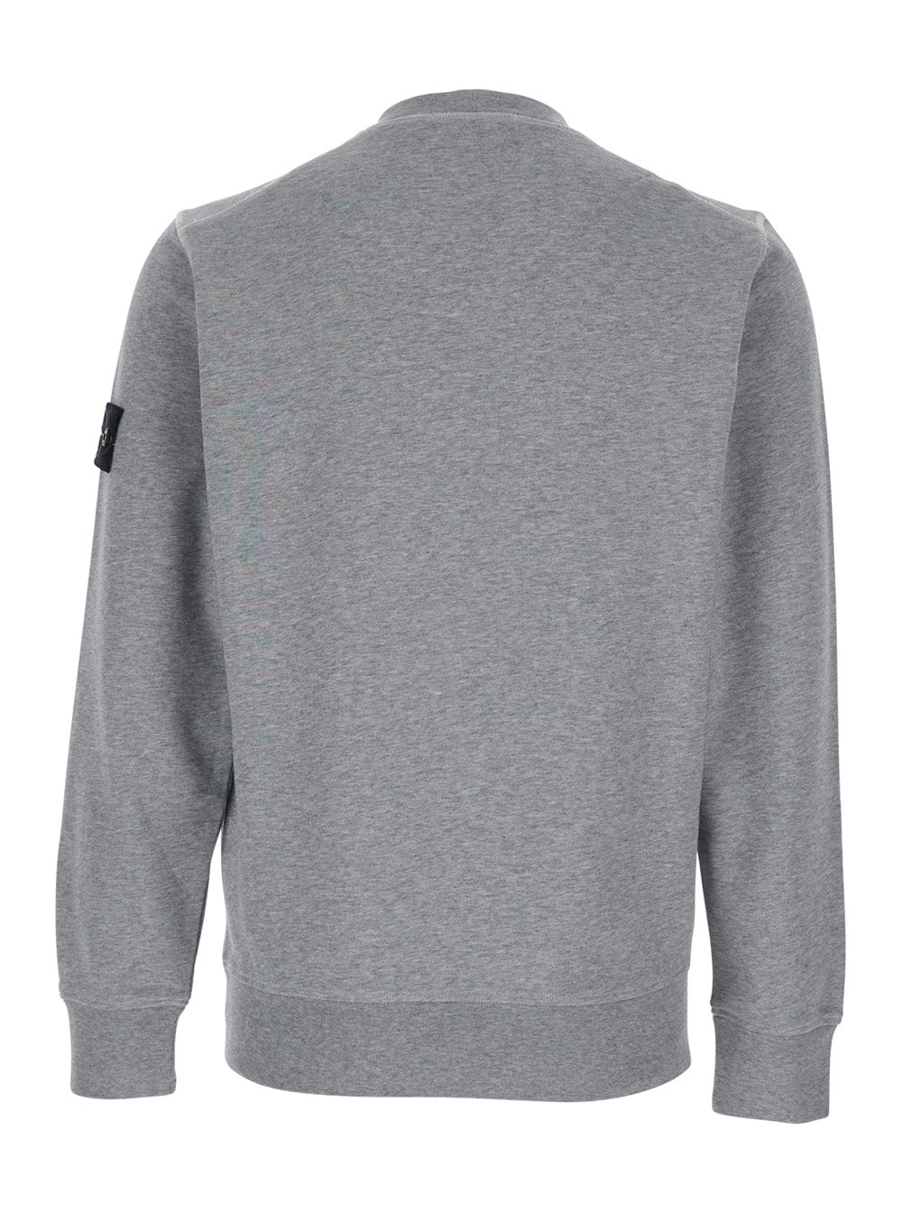 Grey Crewneck Sweatshirt With Logo Patch On The Sleeve Cotton Man Sweatshirts