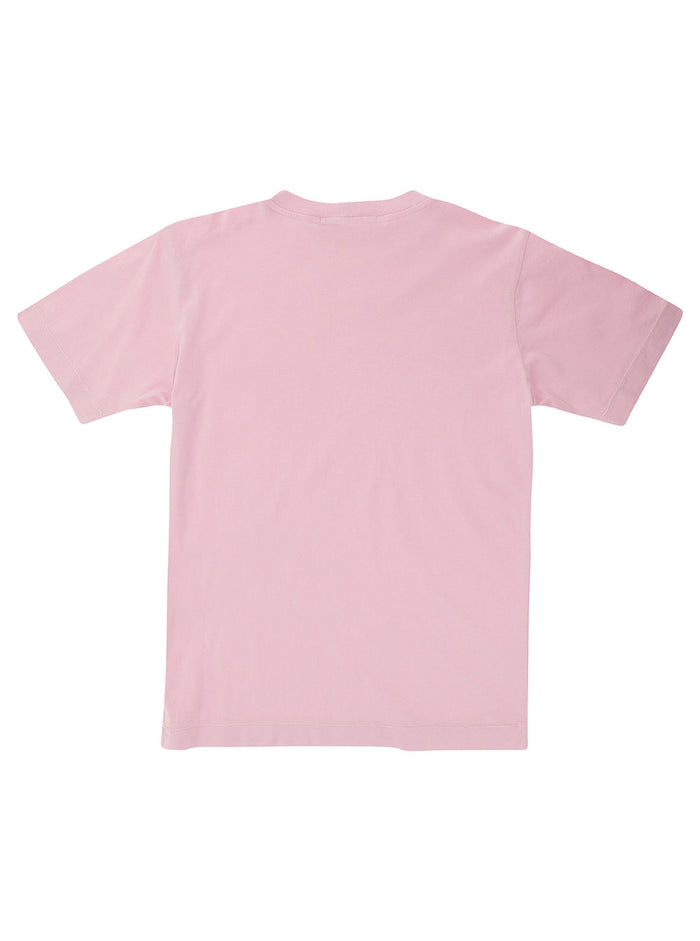 Pink Crewneck T-Shirt With Logo Patch Cotton Boy Tshirts And Polo Shirts