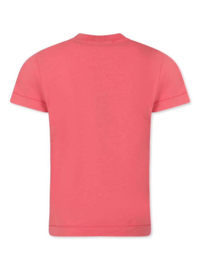 Red T-Shirt With Round Neck And Logo Patch On The Front Cotton Boy Tshirts Polo Shirts
