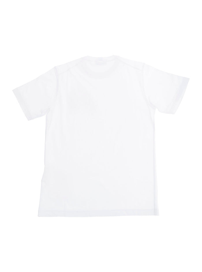 White T-Shirt With Compass Logo Patch On Chest Cotton Boy Tshirts And Polo Shirts