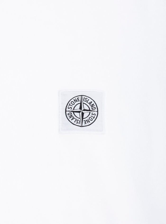 White T-Shirt With Compass Logo Patch On Chest Cotton Boy Tshirts And Polo Shirts