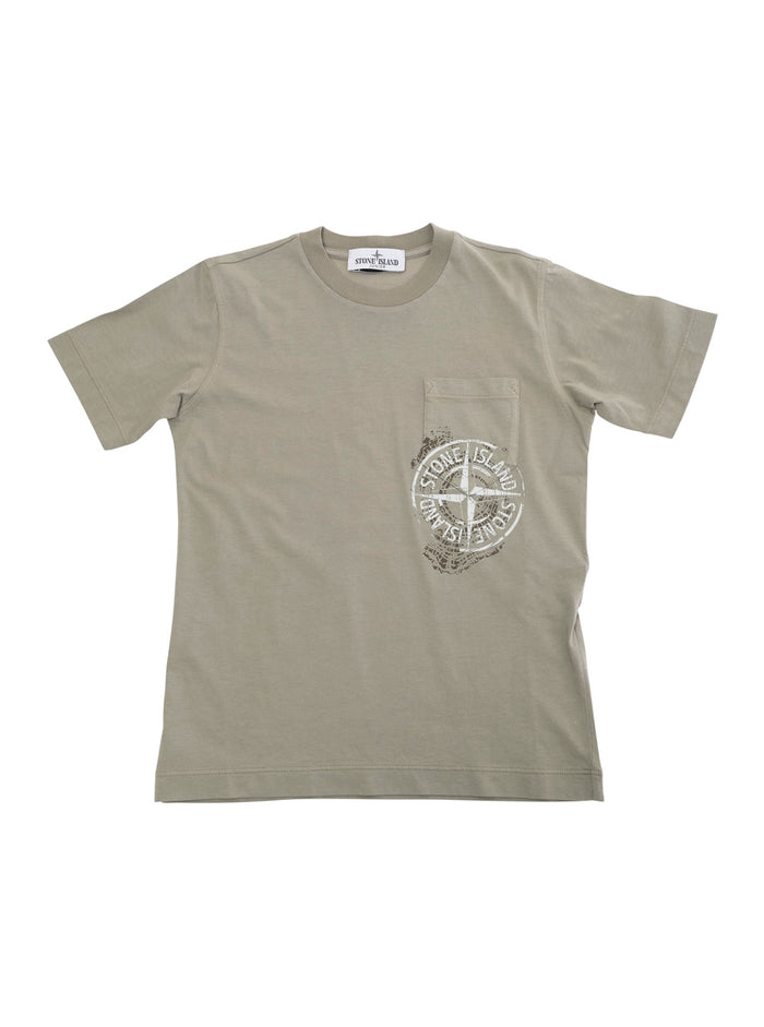 Grey T-Shirt With Logo Print On The Front And Lettering Rear Cotton Boy Tshirts Polo Shirts