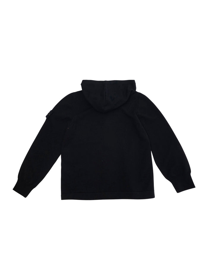 Black Sweatshirt With Hood And Removable Compass Logo Applied On The Sleeve Cotton Boy Sweatshirts